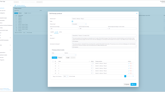 Software backend scherm